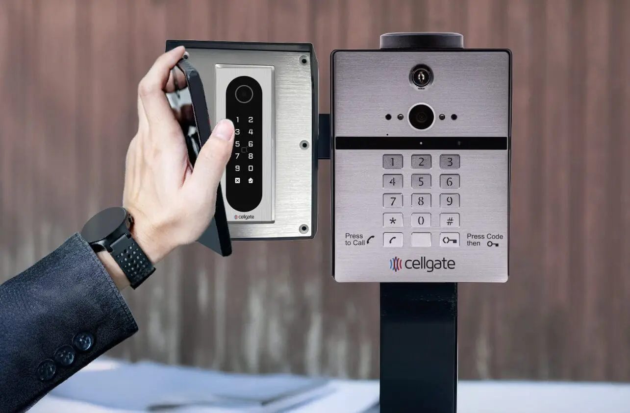 CellGate Watchman W410 and CG Infinity touchscreen video intercom units.